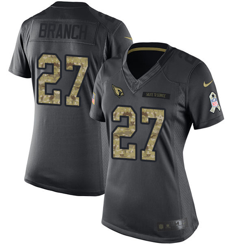 Women's Limited Tyvon Branch Nike Jersey Black - #27 2016 Salute to Service NFL Arizona Cardinals